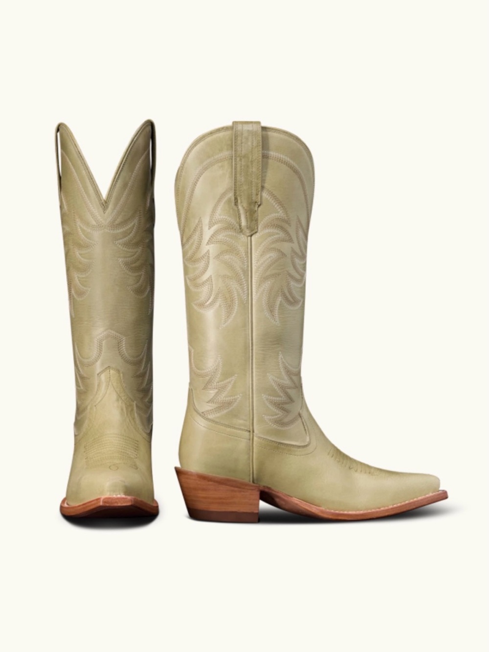 NWT Tecovas Annie Light Sage Leather Snip Toe Cowgirl Boots
